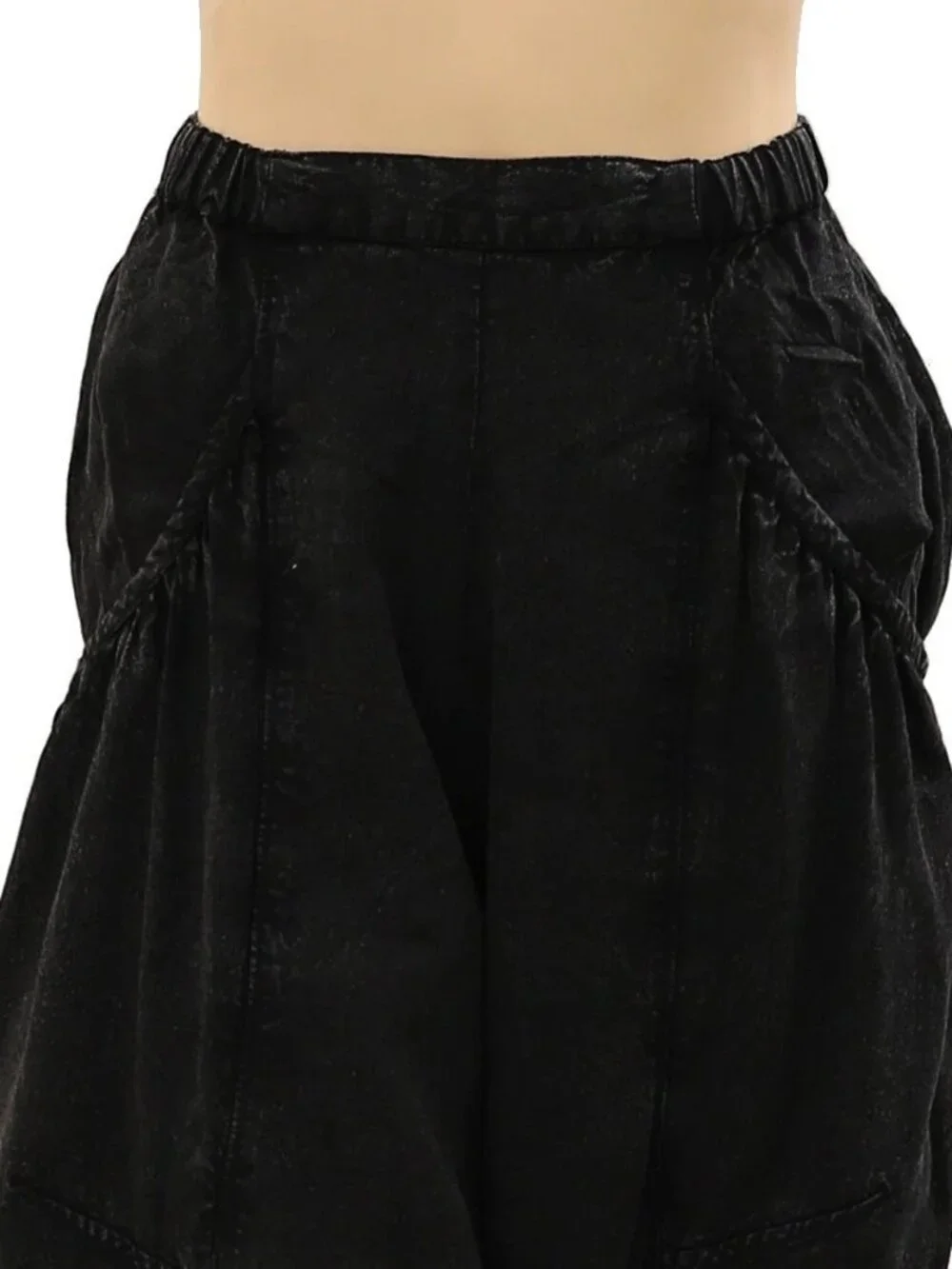 Free People Solid Balloon Jogger Pants Ribbed Black Pull-On Cotton S 286897
